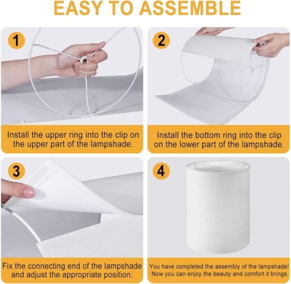 Explore recommended Tall lamp shade, high-rise drum lamp shade floor lamp for 10" top x 10" bottom x 13" table lamp, white line fabric lamp shade, simple assembly replacement lamp shade - Image 6