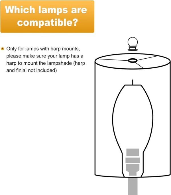 Explore recommended Tall lamp shade, high-rise drum lamp shade floor lamp for 10" top x 10" bottom x 13" table lamp, white line fabric lamp shade, simple assembly replacement lamp shade - Image 8