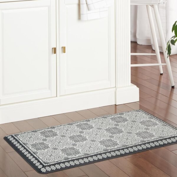 Order high-quality Martha Stewart Comfort Anti-Fatigue Street Medallion Tile Kitchen Mat, Comfortable Standing Mat, Non-Slip Backing, Safe Bevel Edge, Charcoal Black, 19.6"x39" - Image 3