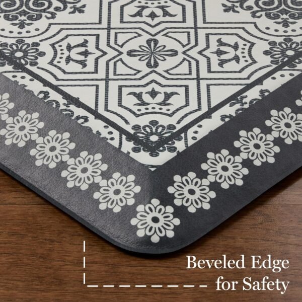 Order high-quality Martha Stewart Comfort Anti-Fatigue Street Medallion Tile Kitchen Mat, Comfortable Standing Mat, Non-Slip Backing, Safe Bevel Edge, Charcoal Black, 19.6"x39" - Image 7