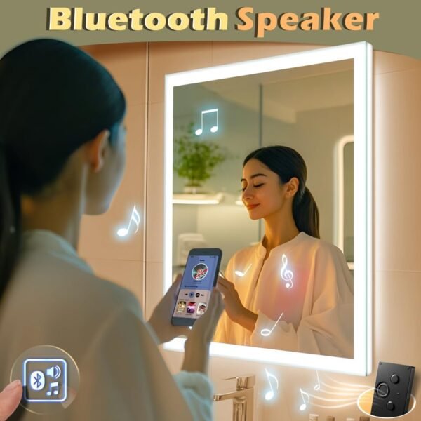 Buy the best 24 x 32 inch LED Bathroom Mirror Bluetooth Speaker, Induction Switch Light Smart Vanity Mirror Wall Mounted, IP44 Waterproof Prevention and Horizontal - Image 6