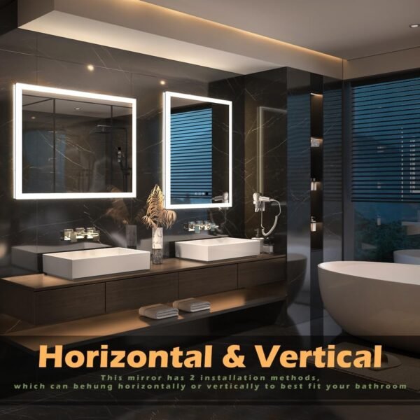 Buy the best 24 x 32 inch LED Bathroom Mirror Bluetooth Speaker, Induction Switch Light Smart Vanity Mirror Wall Mounted, IP44 Waterproof Prevention and Horizontal - Image 8