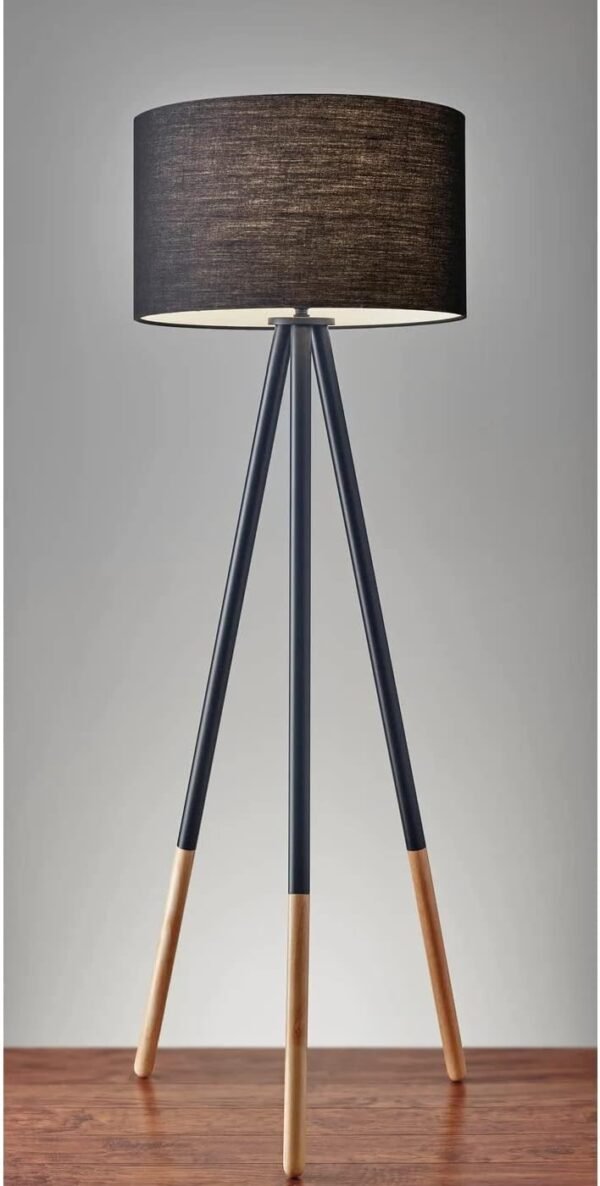 Buy high-quality Adessso 6285-01 Louise, 60.25 in. , 150 W Incandescent/Equ. CFL, black painted metal with wooden tip, 1 floor lamp - Image 3