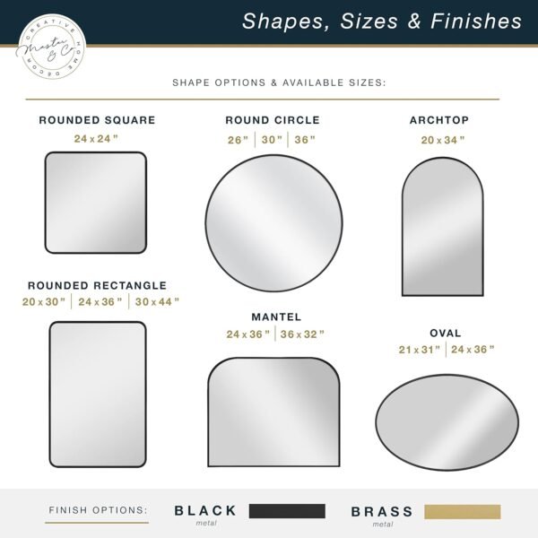 Order the best MCS Master & Co. Modern Metal Large Wall Mirror, Mantle Arch Mirror for Minimalist Home Decoration Living Room, Bedroom, or Bathroom, 36 x 32 inches, Brass - Image 6