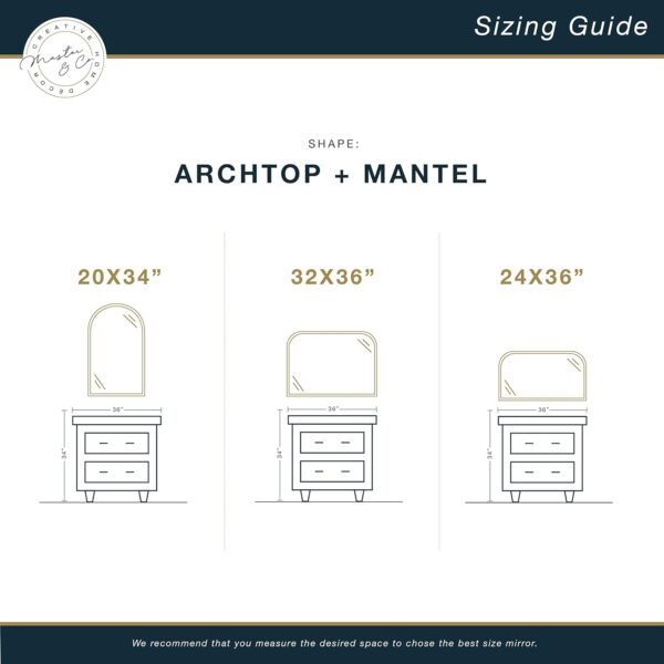 Order the best MCS Master & Co. Modern Metal Large Wall Mirror, Mantle Arch Mirror for Minimalist Home Decoration Living Room, Bedroom, or Bathroom, 36 x 32 inches, Brass - Image 7