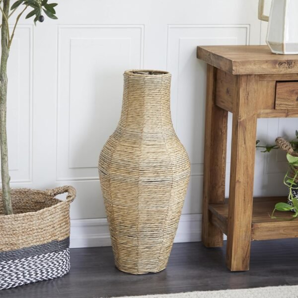 Buy high-quality Deco 79 Faxy Glass Handmade Tall Wave Floor Vase, 12"x12"x28", Brown - Image 4