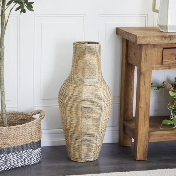 Buy high-quality Deco 79 Faxy Glass Handmade Tall Wave Floor Vase, 12"x12"x28", Brown - Image 6