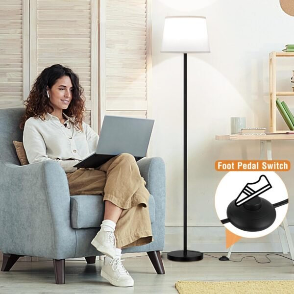 Order affordable Modern floor lamp with adjustable brightness, remote control, black, LED bulb, white tint, footswitch, easy assembly - Image 4