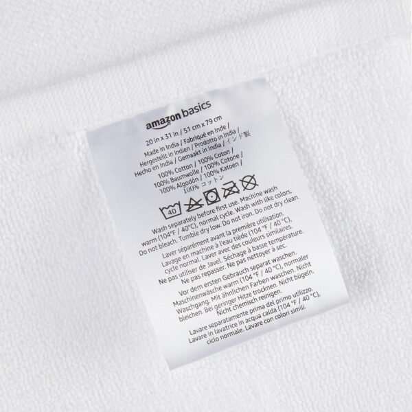 Explore affordable Basics Non-Slip Cotton Bath Mat, 100% Cotton Absorbent, Machine Washing, 31"L x 20"W, Bright White: Amazon.co.uk - Image 6