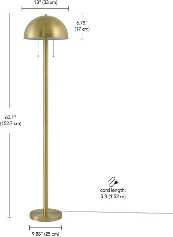 Order recommended Globe Electric 65786 Haydel 60" 2-RHT Floor Lamp, Matte Brass, Double On/Off Pull Chain, No Bulbs - Image 9