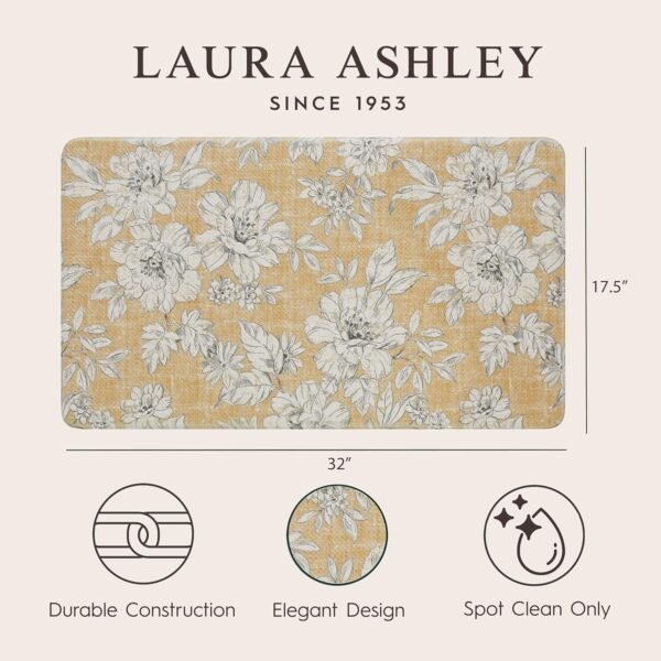 Grab the best Laura Ashley-Anti-Fatigue Kitchen Mat | Flower Design Iris | Stain, Water, Fade Resistant | Cooking and Standing Relief | Anti-slip Backing | 17.5" x 32" | Tan Iris - Image 4