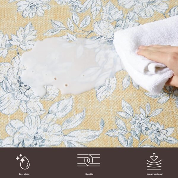 Grab the best Laura Ashley-Anti-Fatigue Kitchen Mat | Flower Design Iris | Stain, Water, Fade Resistant | Cooking and Standing Relief | Anti-slip Backing | 17.5" x 32" | Tan Iris - Image 6