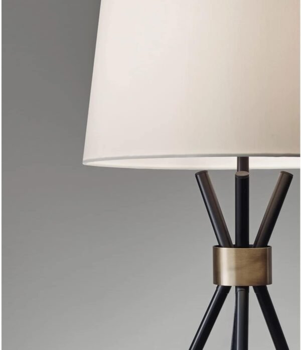 Grab recommended Adessso 3835-01 Benson Floor Lamp, 60 inch, 150w Incandescent Concentration, Equivalent CFL, Black w/Antique Brass Accent, 1 Tripod Lamp - Image 4