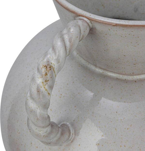 Buy affordable Bloomingville 9.25 Stoneware Indian Vase with Twisted Handle and Reactive GL Drug, Cream Color - Image 4
