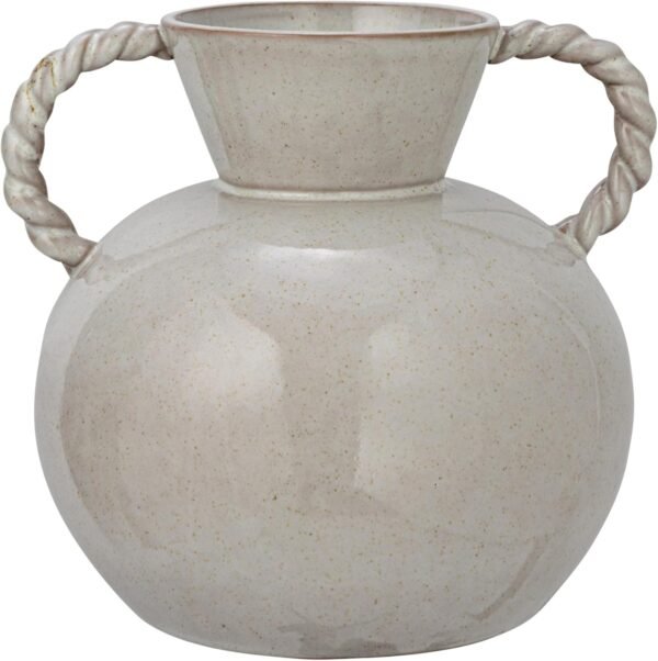 Buy affordable Bloomingville 9.25 Stoneware Indian Vase with Twisted Handle and Reactive GL Drug, Cream Color - Image 5