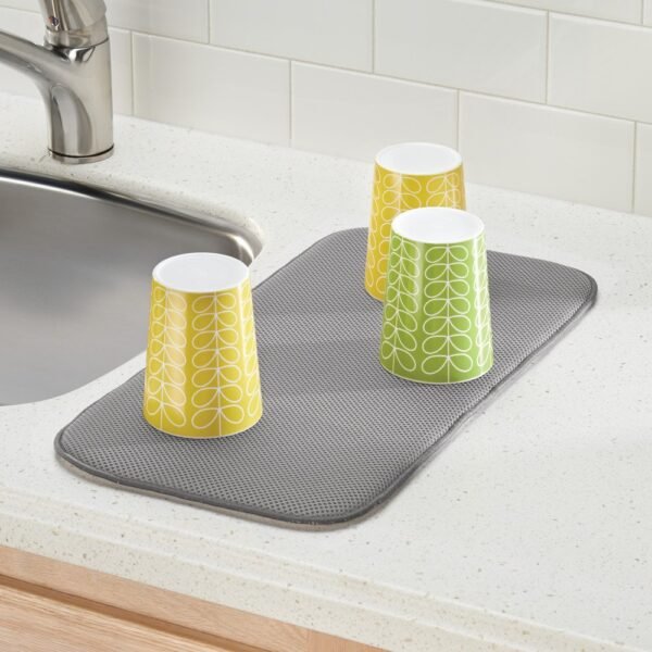 Order affordable idesign Idyry Absorbent Kitchen Countertop Dish Dry Mat-18"x9", Mini, Pewter/Ivory - Image 3