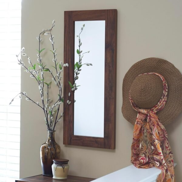 Explore the best Household Essential Rectangular Wall Mirror Decoration | 29.5 in x 12.6 in | Rustic Hickory - Image 3