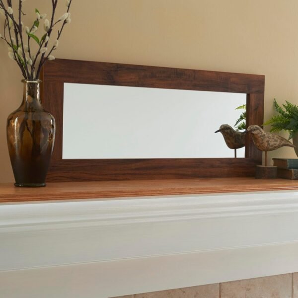 Explore the best Household Essential Rectangular Wall Mirror Decoration | 29.5 in x 12.6 in | Rustic Hickory - Image 8