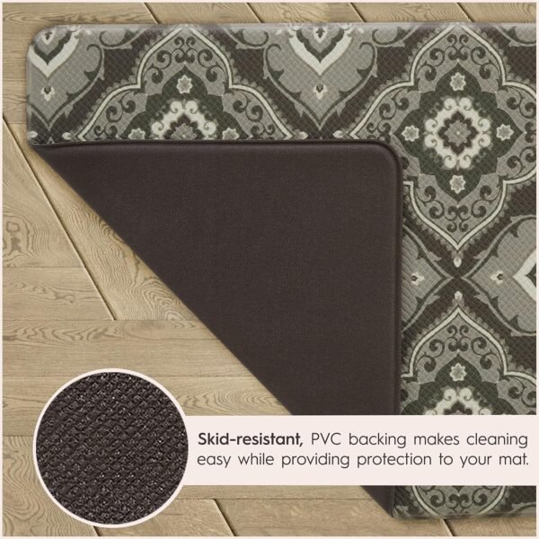Grab high-quality Laura Ashley-Anti-Fatigue Kitchen Mat, Allie Medallion Design, Stain, Water & Fade Resistant, Cooking & Standing Relief, Non-Slip Backing, Mishes 17.5"x48", Dark Grey Alley - Image 6