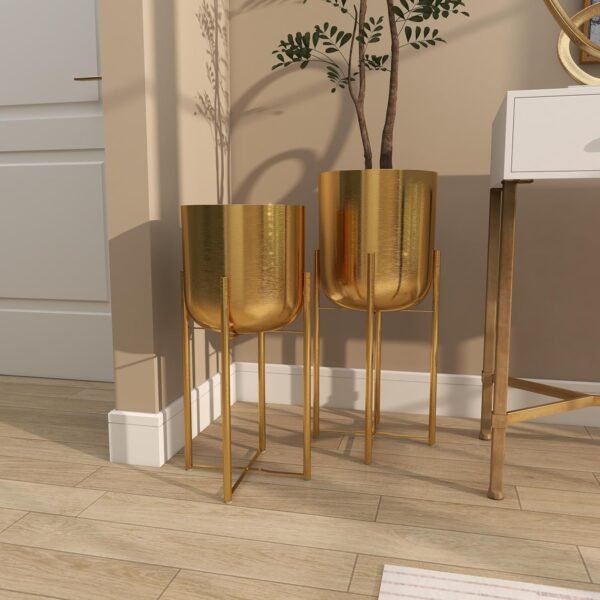 Grab affordable Cosmopolitan Methane Indoor Outdoor Aposition Dome Large Approval Pot, Removable Stand, Set of 2 Plans 19", 22" H, Gold - Image 9