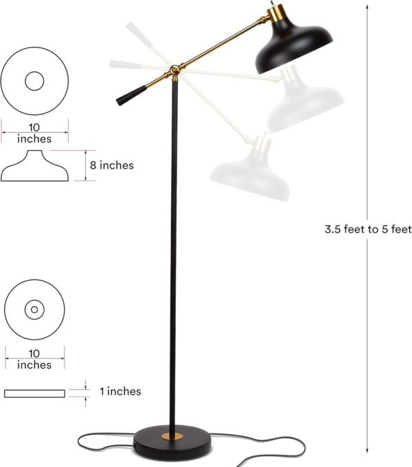 Grab the best Bright Chuwaitt 60 inches. Classic Black Industrial 1 Light Height Adjustable LED Floor Lamp Black Metal Bowl Shade FL-WYT-BLK - Image 3