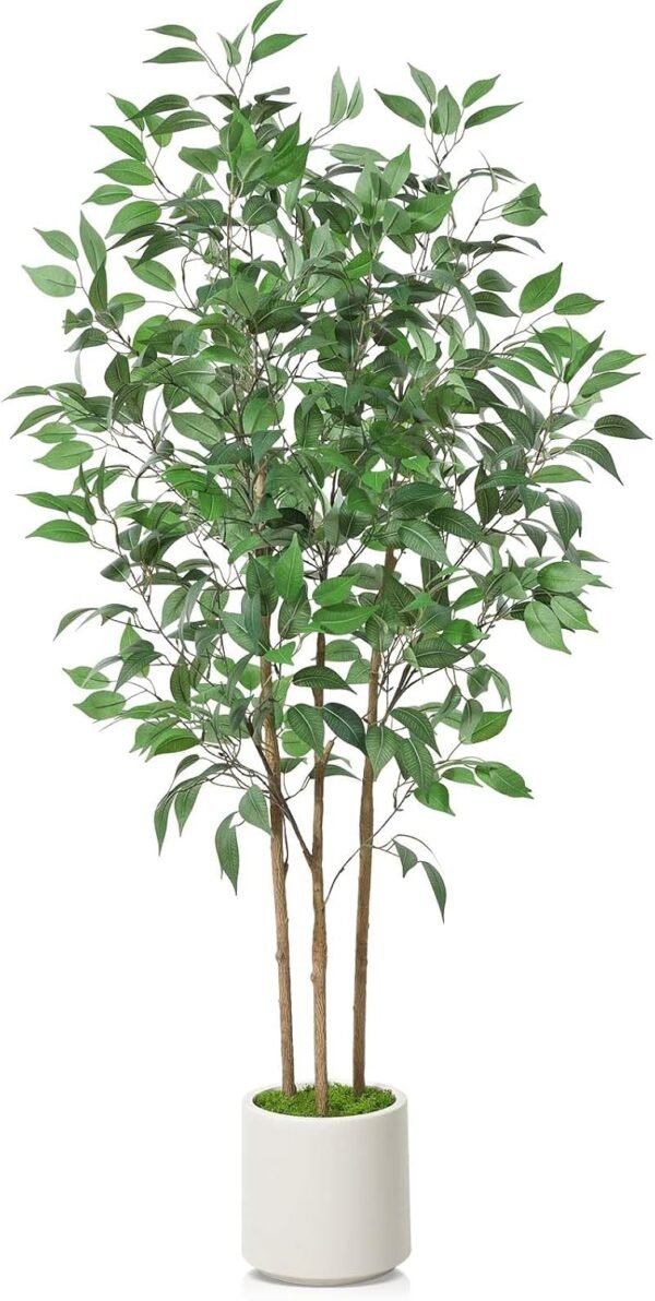 Best Artificial Ficus Tree 5ft Tall Fake Ficus Tree Indoor Indoor Fake Ficus Plant Plant Plant Plants Green Green Green Fake Moss Ceramic Aposic 1 Set 1 - Image 2