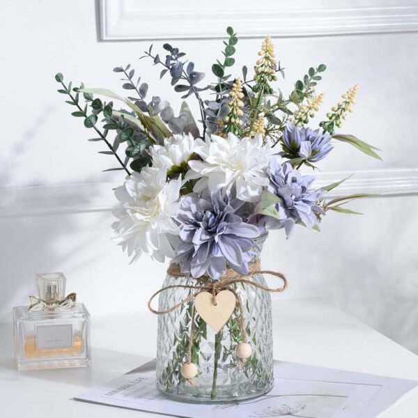 Best Artificial flowers with fake flower vase, dining room table centerpiece, silk flower arrangement for home - Image 2