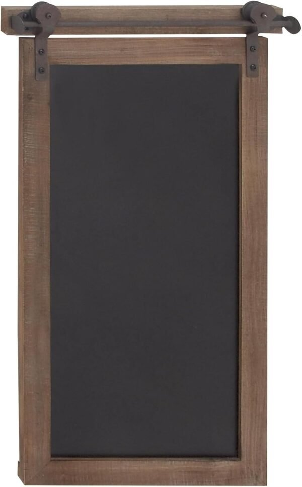 Buy affordable Deco 79 Wood Sign Home Wall Decoration Chalkboard Wall Carving Is Barn Door Inspired Top, Wall Art 16"x2"x28", Brown - Image 2