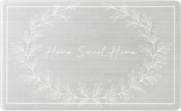 Buy affordable Martha Stewart Bloomfield Home Sweet Home Leaf Frame Kitchen Mat, Comfortable Standing Mat, Non-Slip Backing, Water Resistant, Gray, 18"x30" - Image 2