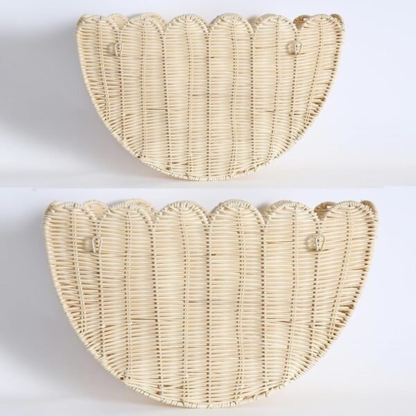 Buy affordable Scallop Hanging Wicker Basket for Wall, Scalloped Home Decor, Weave Wall Basket Entrance Door Bathroom Storage (1 Set s+m) - Image 2