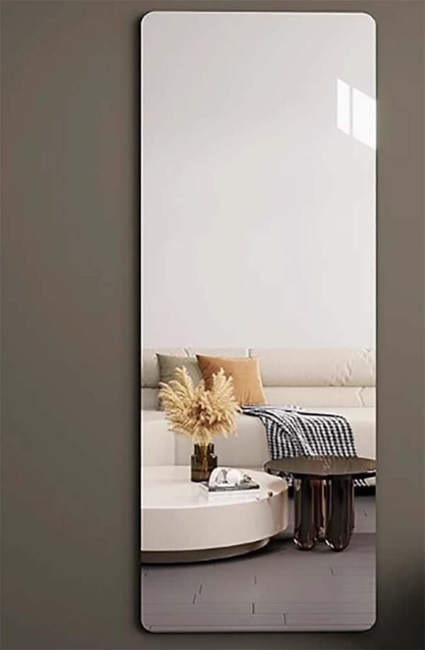 Buy affordable Self-adhesive Home Gym Mirror Wall Mounted Mirror Glass Frameless Full Length Mirror Tile Home Gym, Bedroom, Door, Bathroom (Round Corner, 7.8x35inch) - Image 2