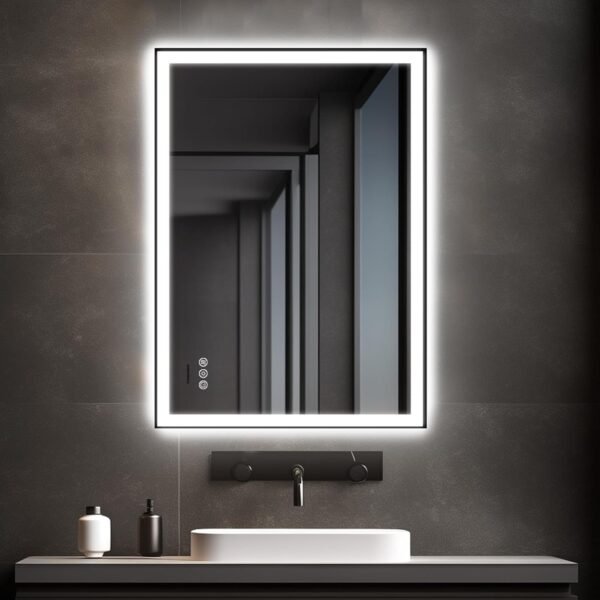 Buy high-quality 24x32'' LED Bathroom Mirror, Light, Aluminum Frame, Dimmable Front and Backlight, Anti-fogg, Distortion-Free, Light Memory, Reinforced & Grinding Wall Mounted Vanity Silver Coated Mirror - Image 2