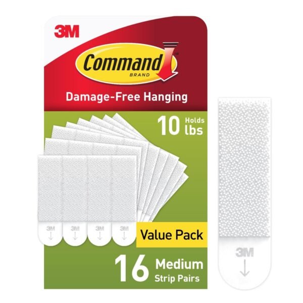 Buy high-quality Command 10 lb Medium Picture Hanging Strip 16 Pairs (32 Command Strips), Damage Free Hang Picture Hanger, Home Decoration Tool Wall Hanging, White Glue - Image 2