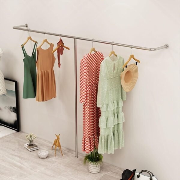 Buy high-quality Floor Standing Solid Wood Rotating Coat Rack, Heavy Duty Wall Mount Garment Rack Industrial Pipe T Shape Clothing Stand for Sale & Closet Storage, Stylish Organization for Towels - Image 2