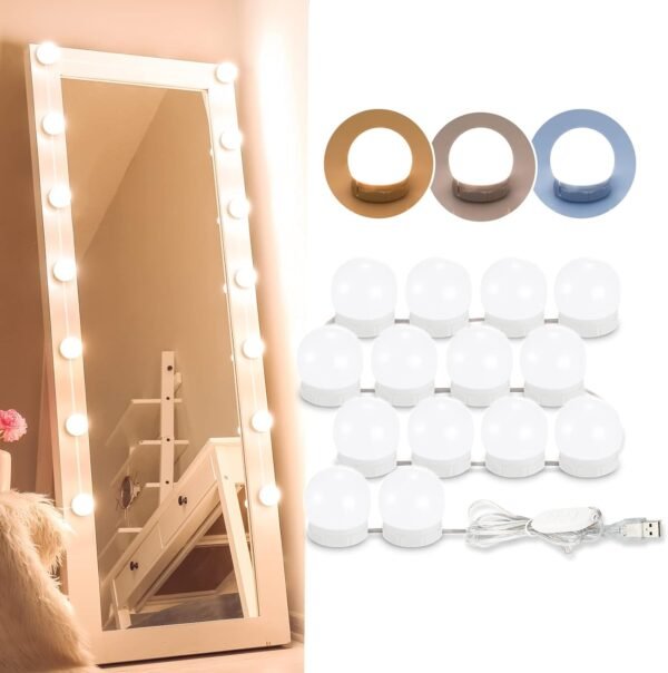 Buy recommended Conciot Hollywood style light with LED vanity light for mirrors, 14 dimming bulbs, adjustable colors and brightness, USB cable, mirror light for make-up table dressing room mirror - Image 2