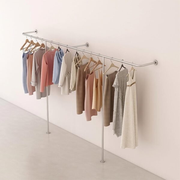 Buy recommended Floors - Superior Solid Rotating Coat Rack, Heavy Duty Silver Wall Mount Garment Rack - Industrial T-Pipper Clothing Display Stand, Perfect for Retail & Home Stylish Organization, Towel & CL - Image 2