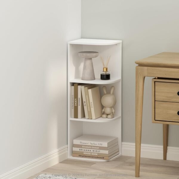 Buy recommended Furinno Reed 3-layer space storage corner storage display shelf, white - Image 2