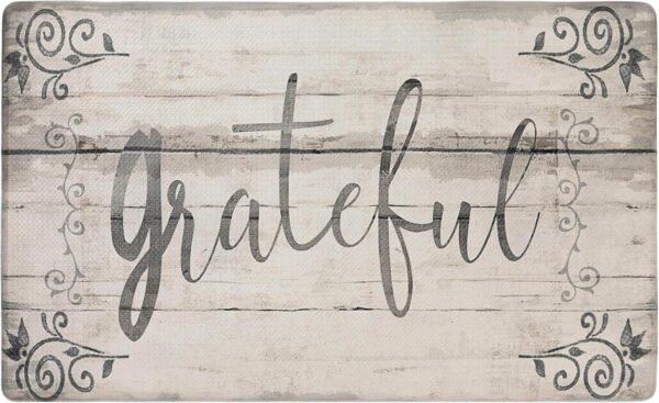 Buy recommended Home Dynamix Cozy Living Grateful Floral Runner Anti-Fatigue Kitchen Mat, Non-Slip Floor Mat, Padded Standing Desk Mat, Grey/Cream, 17.5"x30" - Image 2