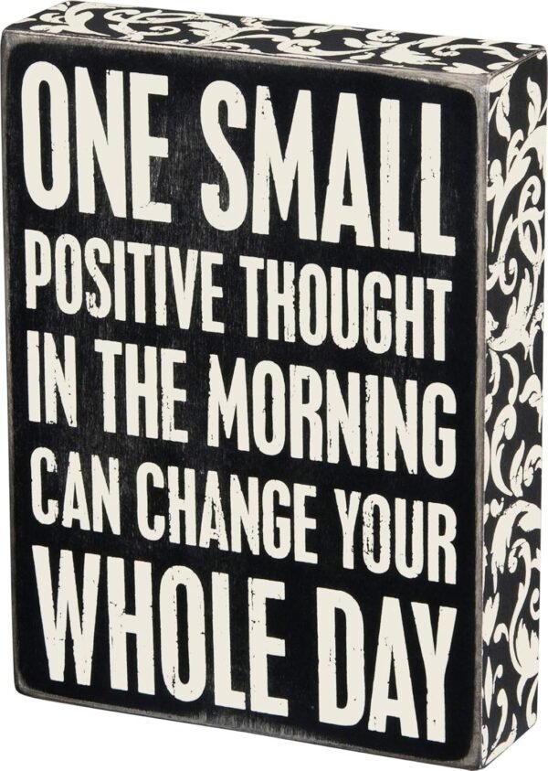 Buy the best Primitive 22675 Floral Trimming Box Sign by Cathy, 6"x8", Positive Thoughts - Image 2