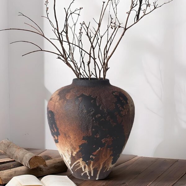 Explore high-quality Flower Rustic Vase, 8.9'' Home Decor Brown Farm House Ceramic Capacity, Minimalist Decorative Vase for Living Room, Entrance, Shelf, Premium Pottery Clay Table Centerpiece Decoration. - Image 2