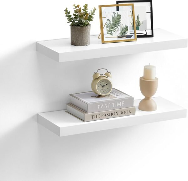 Explore high-quality Vasagle Wall Shelf 2 Set, Floating Shelf, 8 x 23.6 x 1.5 inch, Display Shelf for Picture Frame, Decoration, Hanging Shelf for Living Room, Kitchen, White ULWS056W01 - Image 2