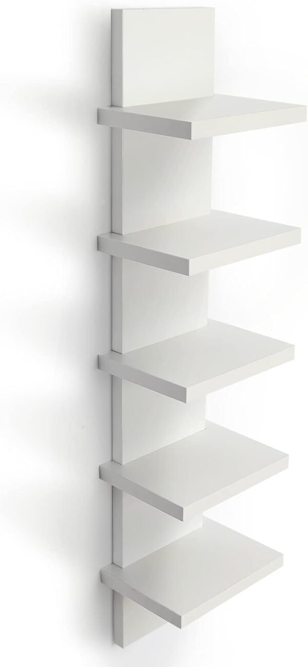 Explore recommended 5 Layers Wall Shelf White, Vertical Pillar Shelf Floating Storage Home Decoration Organizer Tall Design Utility Shelving Bedroom Living Room, 30.7, 31, 31 - Image 2