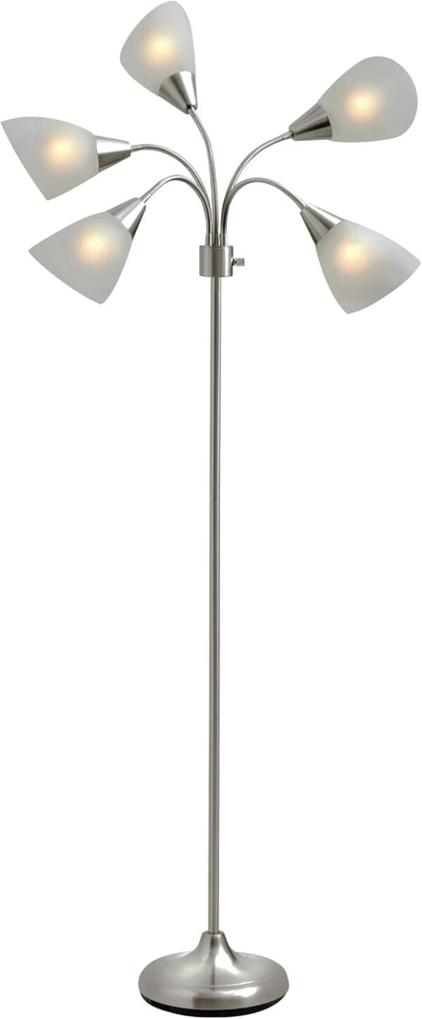 Explore recommended Adessso 7205-22 Multi-White Shade Floor Lamp, Adjustable Gooseneck Arm, Silver - Image 2