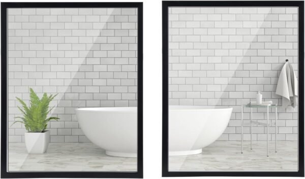 Explore recommended Crugla 2 Pack 18x24 Rectangular Wall Mirror Black Hanging Full Length Body Vanity Mirror for Bathroom, Living Room, Bedroom - Image 2