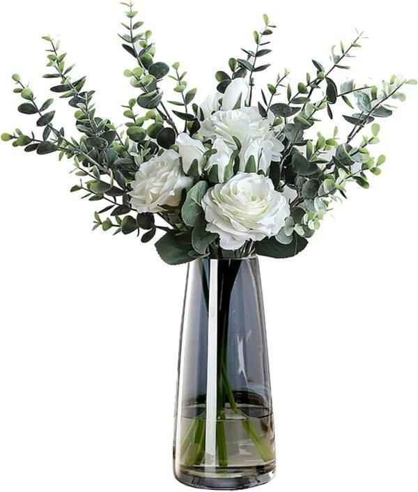 Explore recommended Fanteticryan Modern Glass Vase Irised Crystal Clear Glass Vase for Home Office Decoration (Crystal Grey) - Image 2