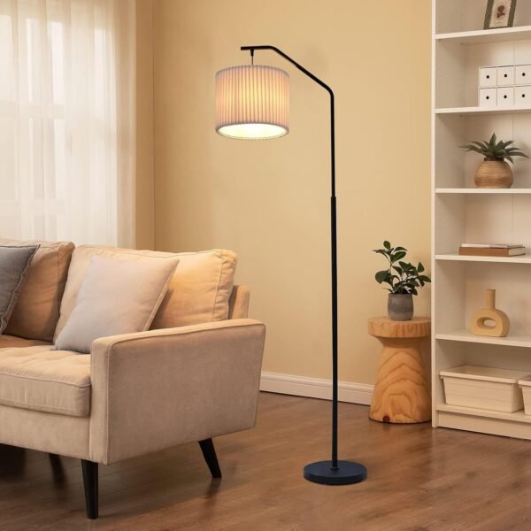 Explore the best 68" Floor Lamp, 9w Edison LED Bulb, Swingable Lamp Head Standing Lamp with Foot Switch with Pleated Lamp Shade, Tall Flavor Lamp Reading for Living Room Bedroom - Image 2