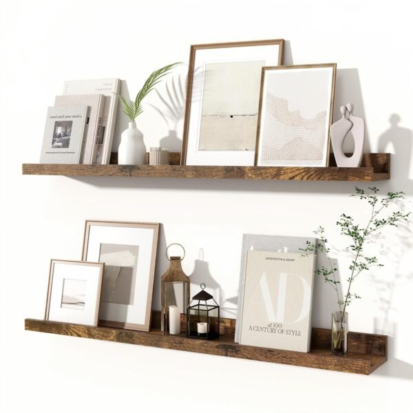Explore the best Fun Memories Picture Shelf Shelf 2, 32 inch Rustic Wall Mounted Floating Shelf and Lips for Lips - Image 2