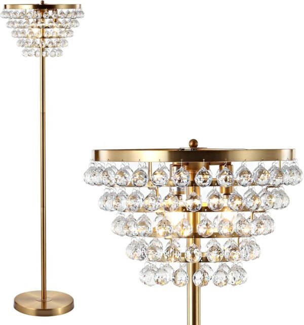 Explore the best Jonathan and Jyl9005b Jemma 60" Crystal/Metal LED Floor Lamp, Modern, Modern, Transitional, Elegant, Office, Living Room, Family Room, Dining Room, Bedroom, Hallway, Foyer, Brass Gold/Clear - Image 2