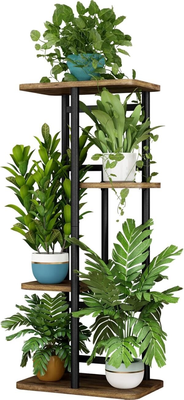 Explore the best Ringiner Plant Stand Indoor 4 Tier 5 Potted Multiple Plant Shelf Garden Corner Balcony Living Room Black Black - Image 2