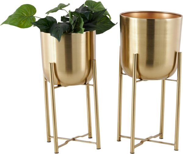 Grab affordable Cosmopolitan Methane Indoor Outdoor Aposition Dome Large Approval Pot, Removable Stand, Set of 2 Plans 19", 22" H, Gold - Image 2
